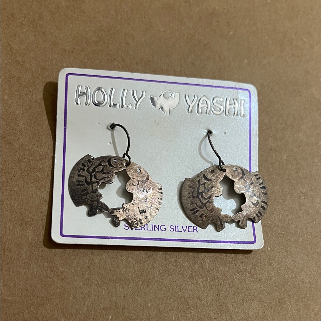 Holly Yashi Sterling Silver Fish Design Earrings! On Original Card Unused!